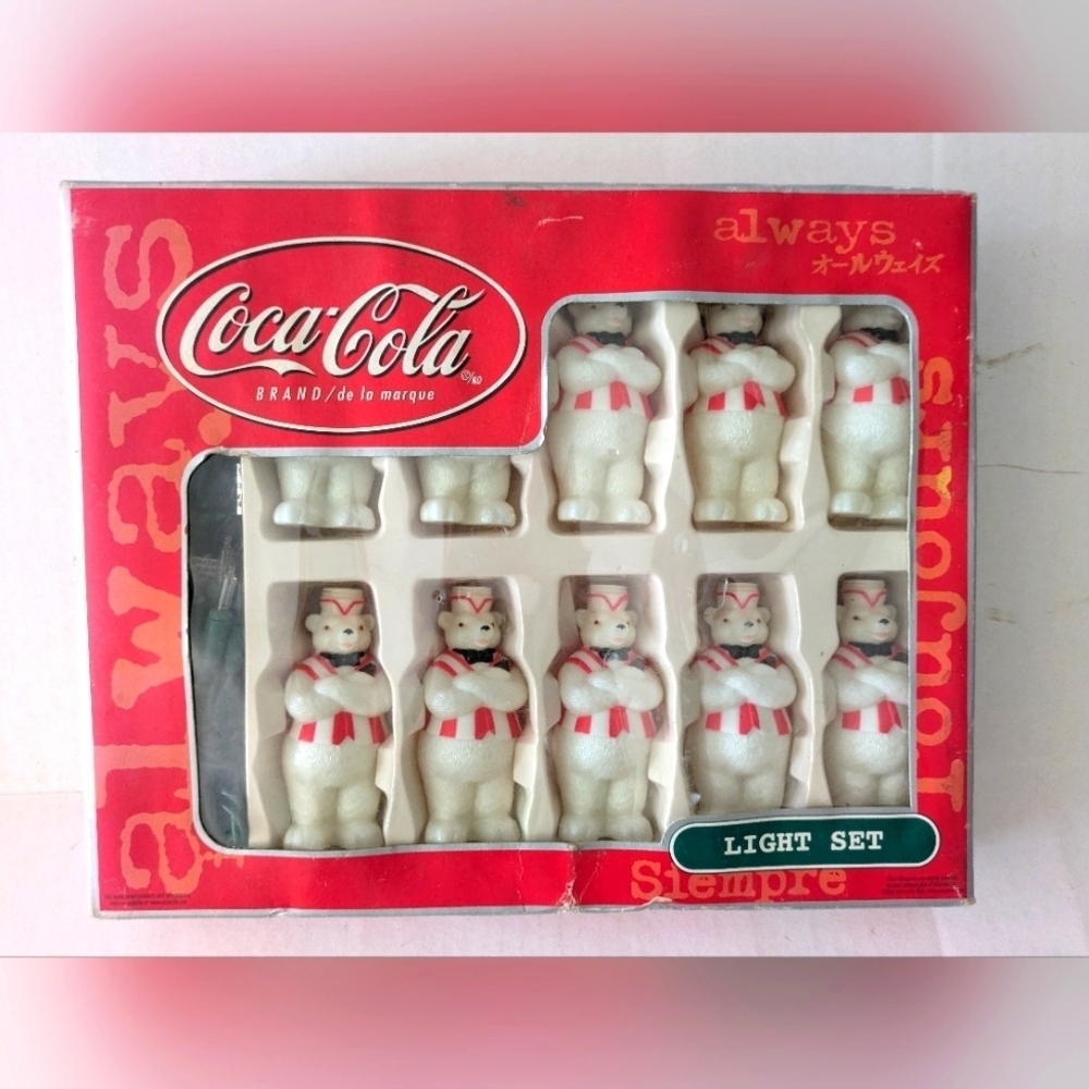 Coca-Cola Polar Bear 10 light set for indoor and outdoor use. String Lights. NEW